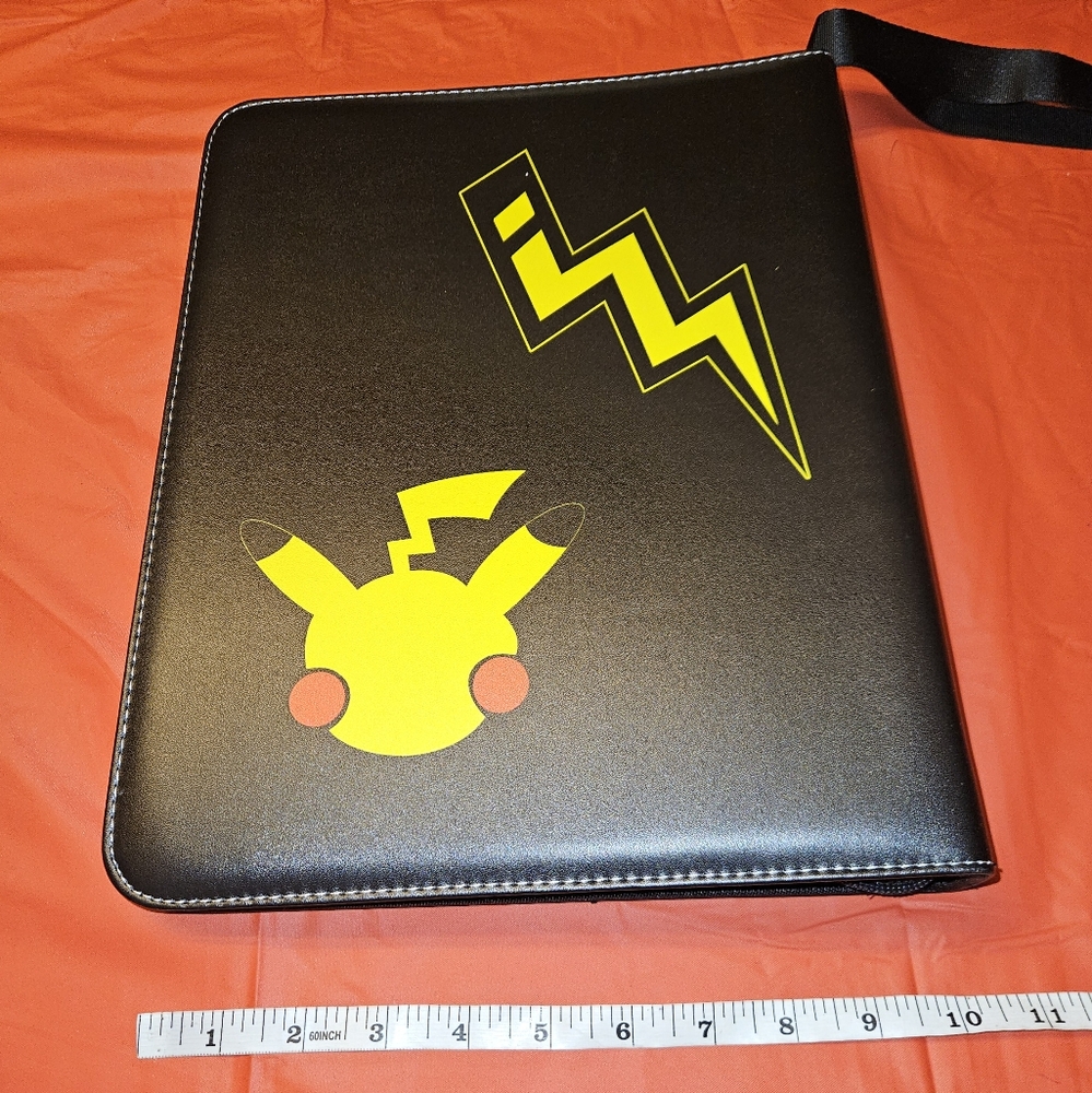 Pokemon Card 3 Ring Binder Black w/Pikachu Approx 12" New w/Out Tag